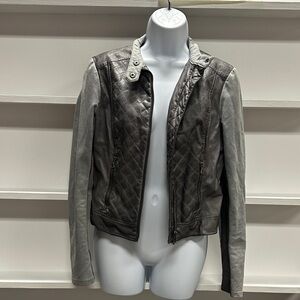 Blanc Noir Quilted Leather Jacket - Black and Gray